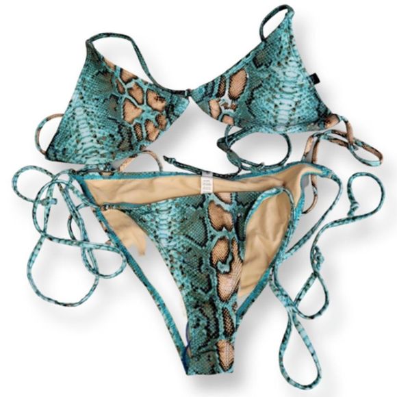 ❤️🎉HOST PICK🎉❤️!! NWT SEXY AQUA SNAKEPRINT BIKINI! - Picture 3 of 7